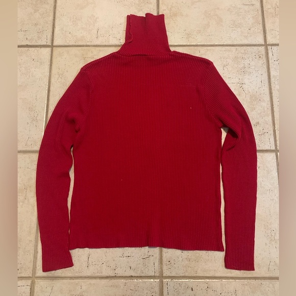 Truly Classic Classique Ribbed Red Turtleneck Sweater L - Picture 4 of 5